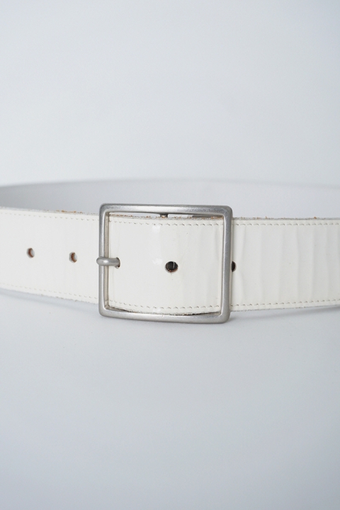 Yohji Yamamoto POUR HOMME white CUIR Leather Belt (Made In Japan) / 32~36inch